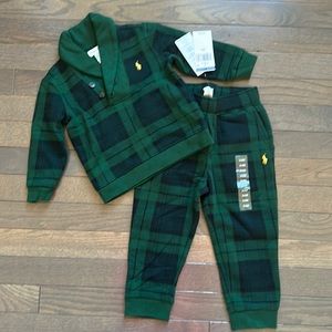 Ralph Lauren Checked Interlock Pullover & Pant Set. NWT. 24 months.